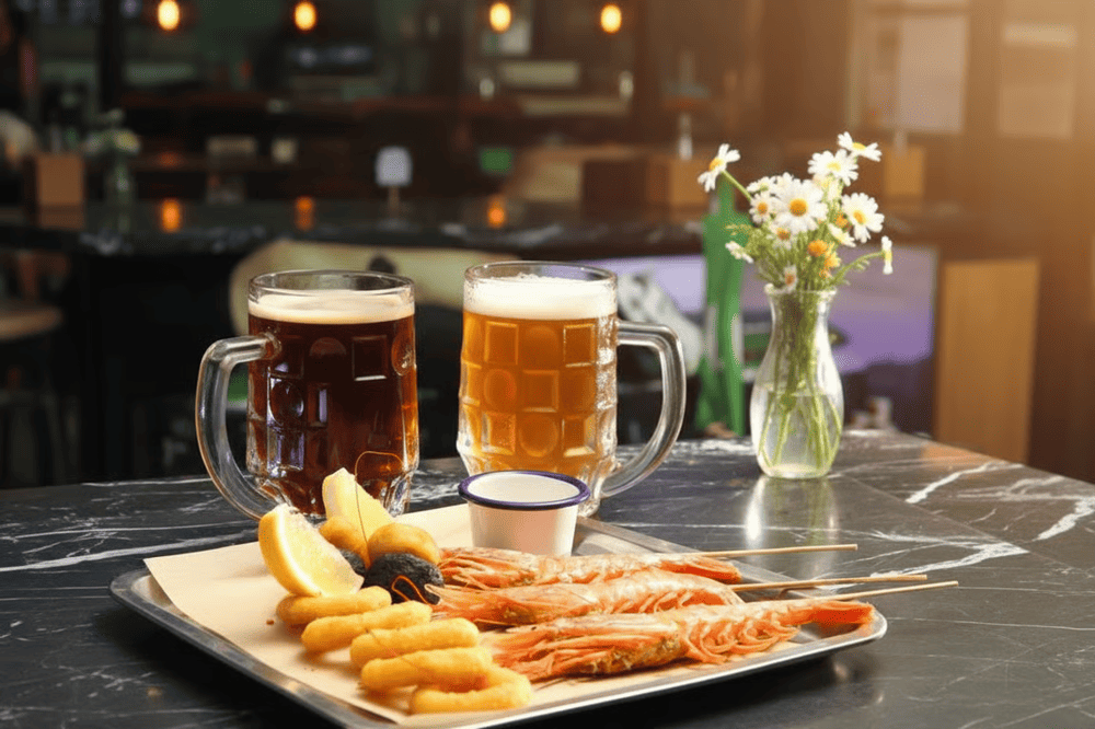 Tr&aacute;nh uống bia v&agrave; nước ngọt c&oacute; gas khi ăn hải sản v&igrave; c&oacute; thể g&acirc;y đầy bụng, tăng nguy cơ bị gout